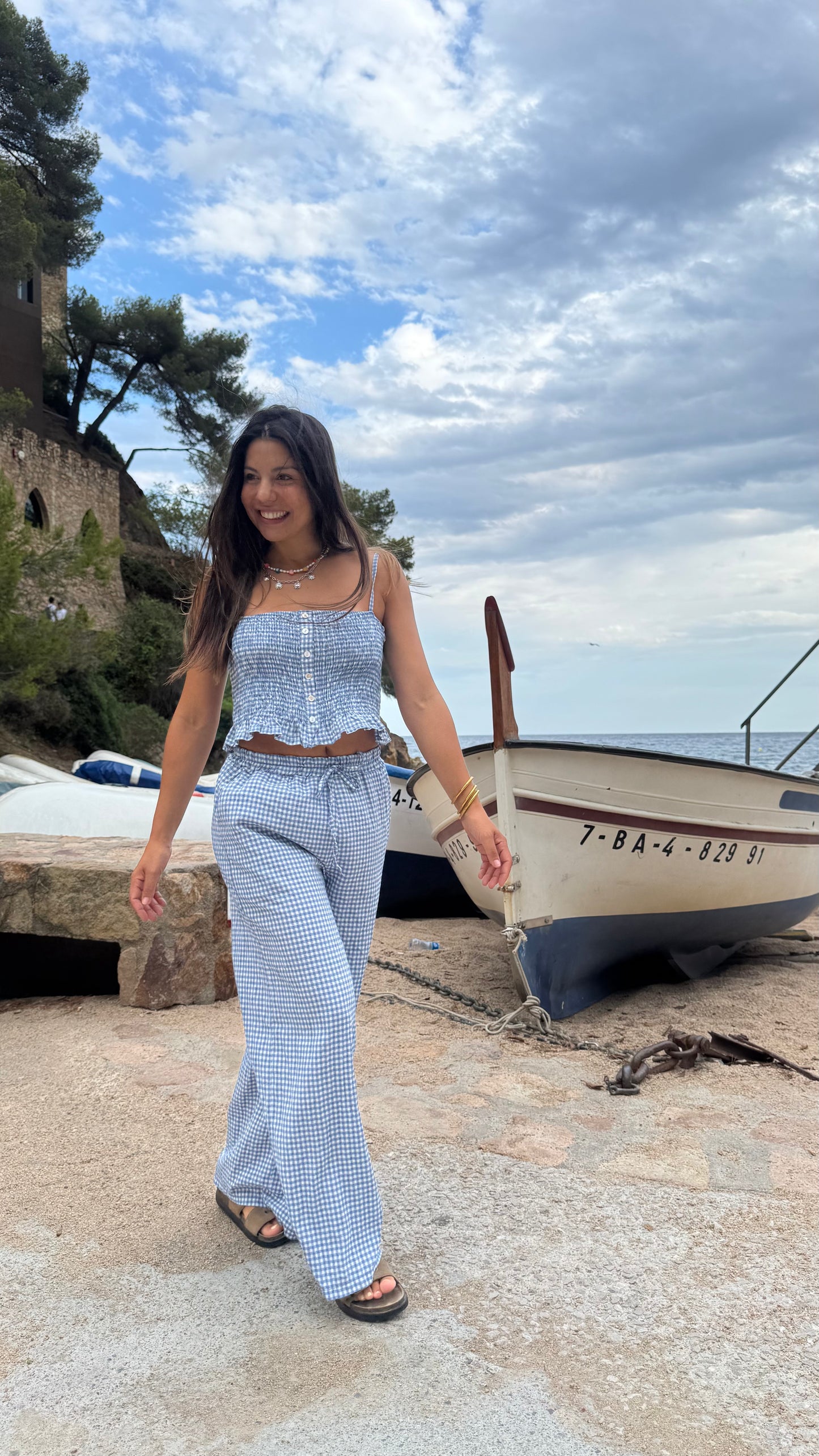 Top Vichy Azul Claro