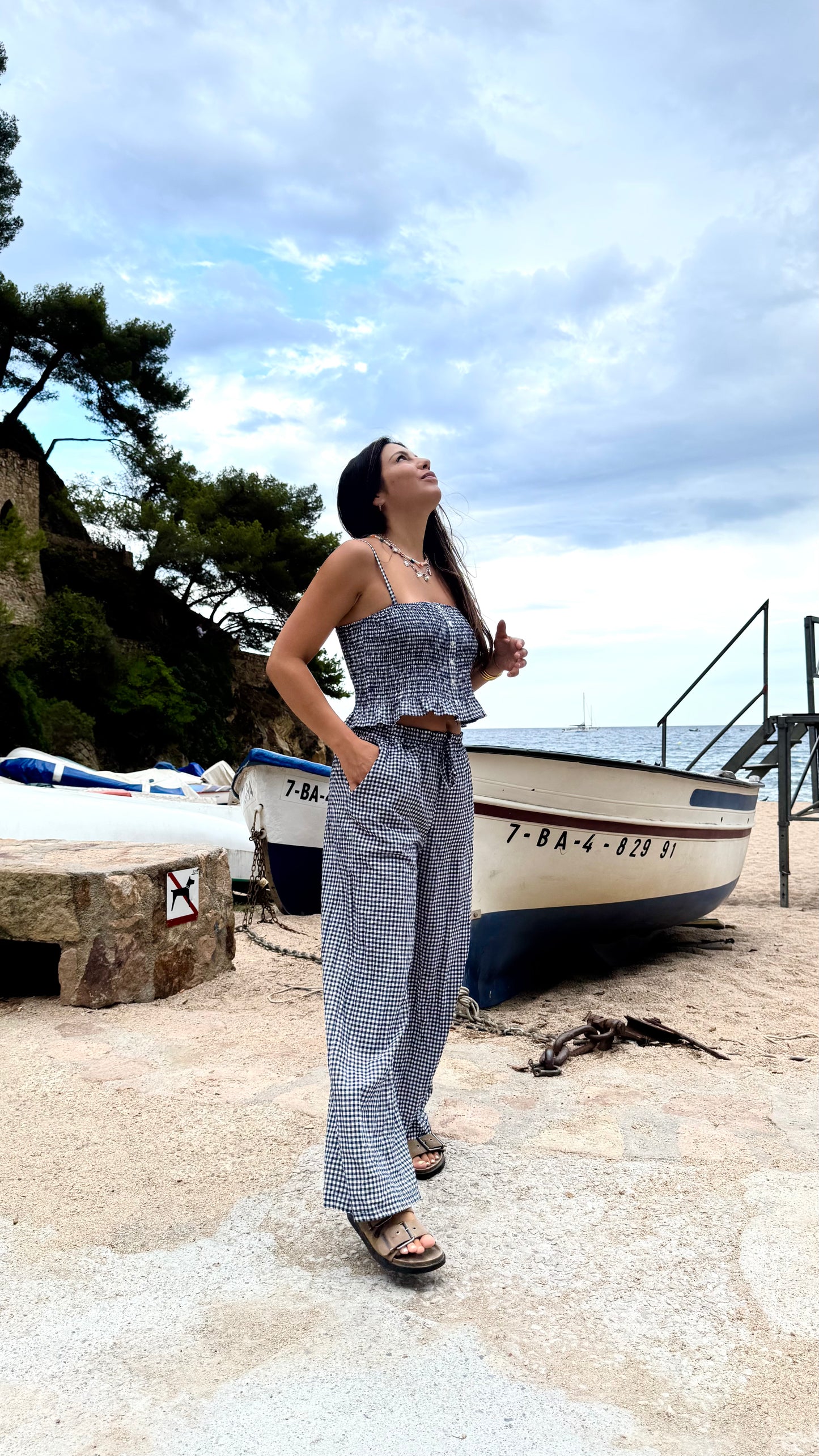 Top Vichy Azul Claro