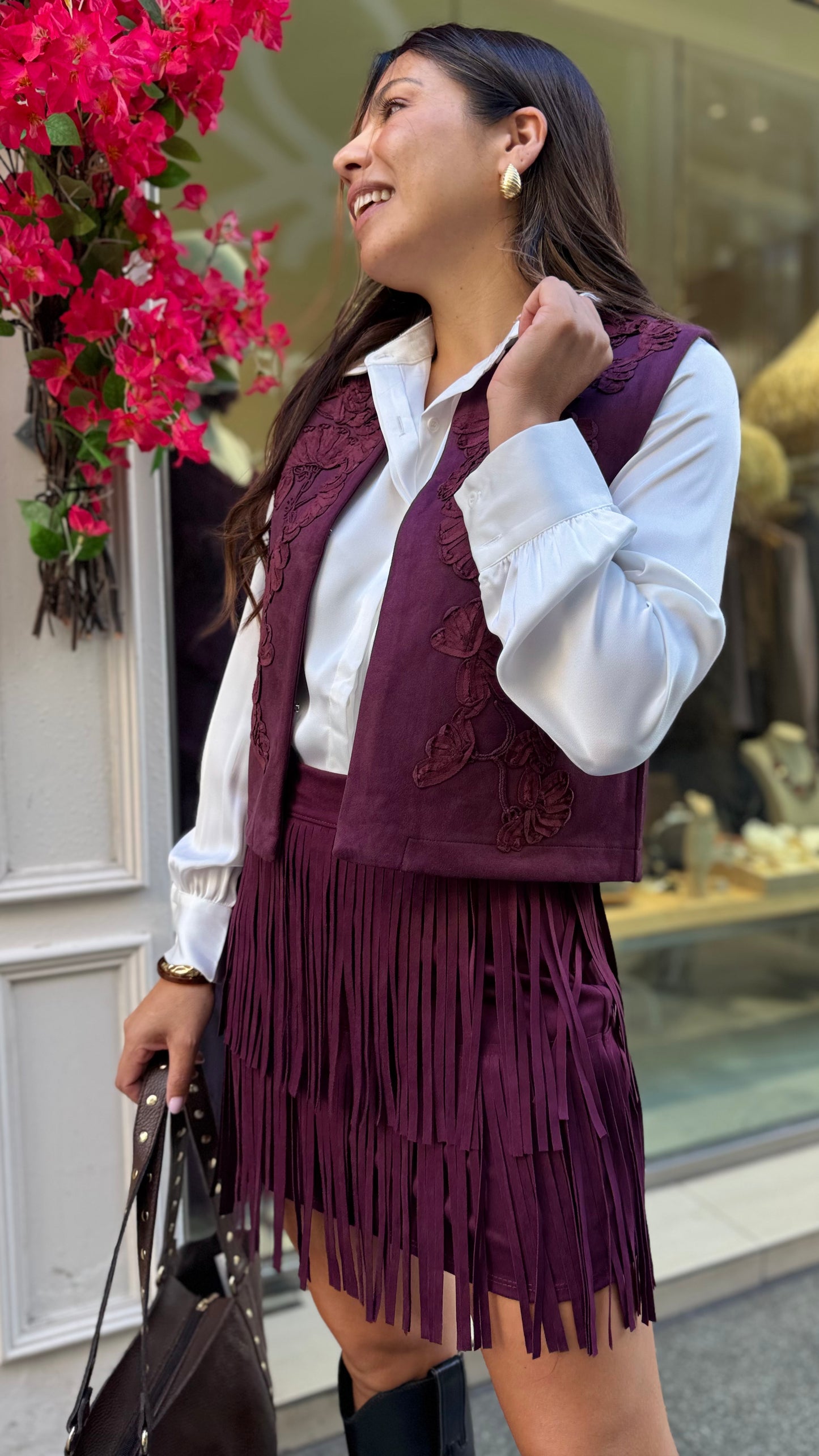 Chaleco Ante Bordado