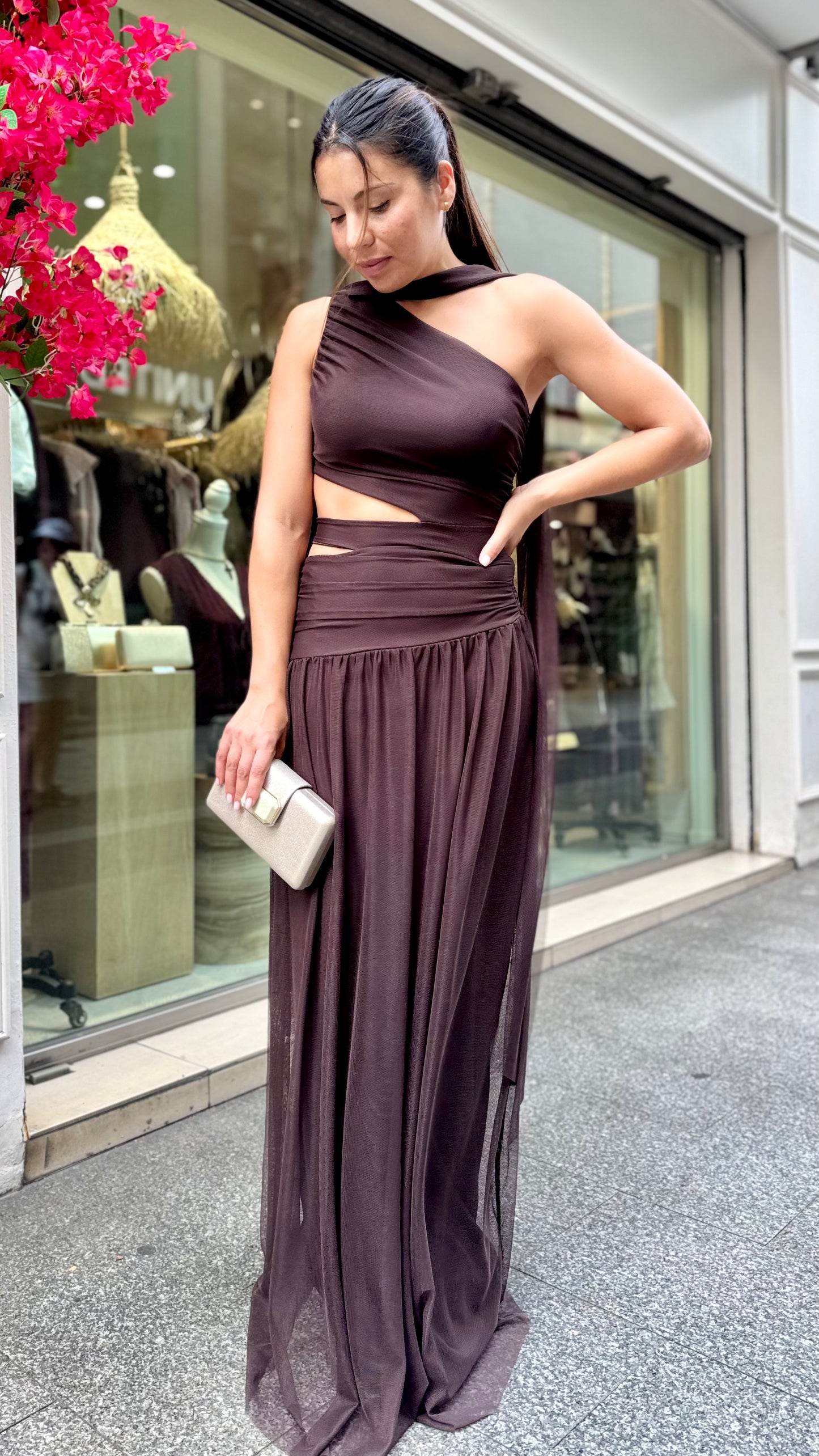 Vestido Tull Asimetrico