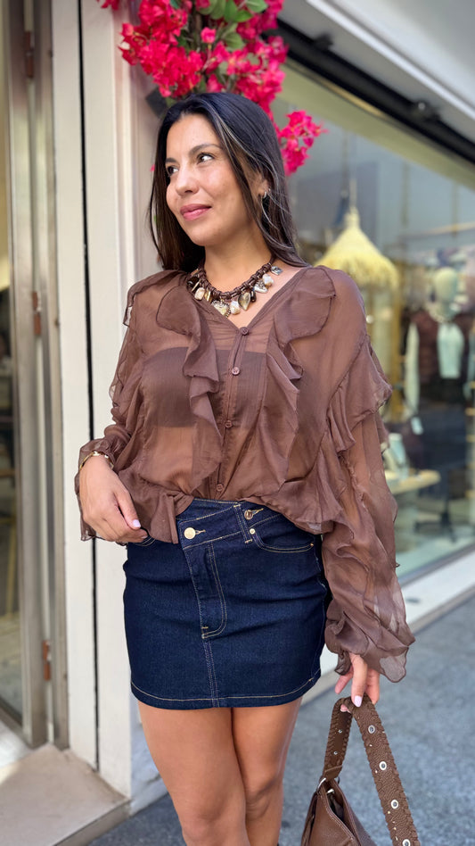 Blusa Translucida Volantes