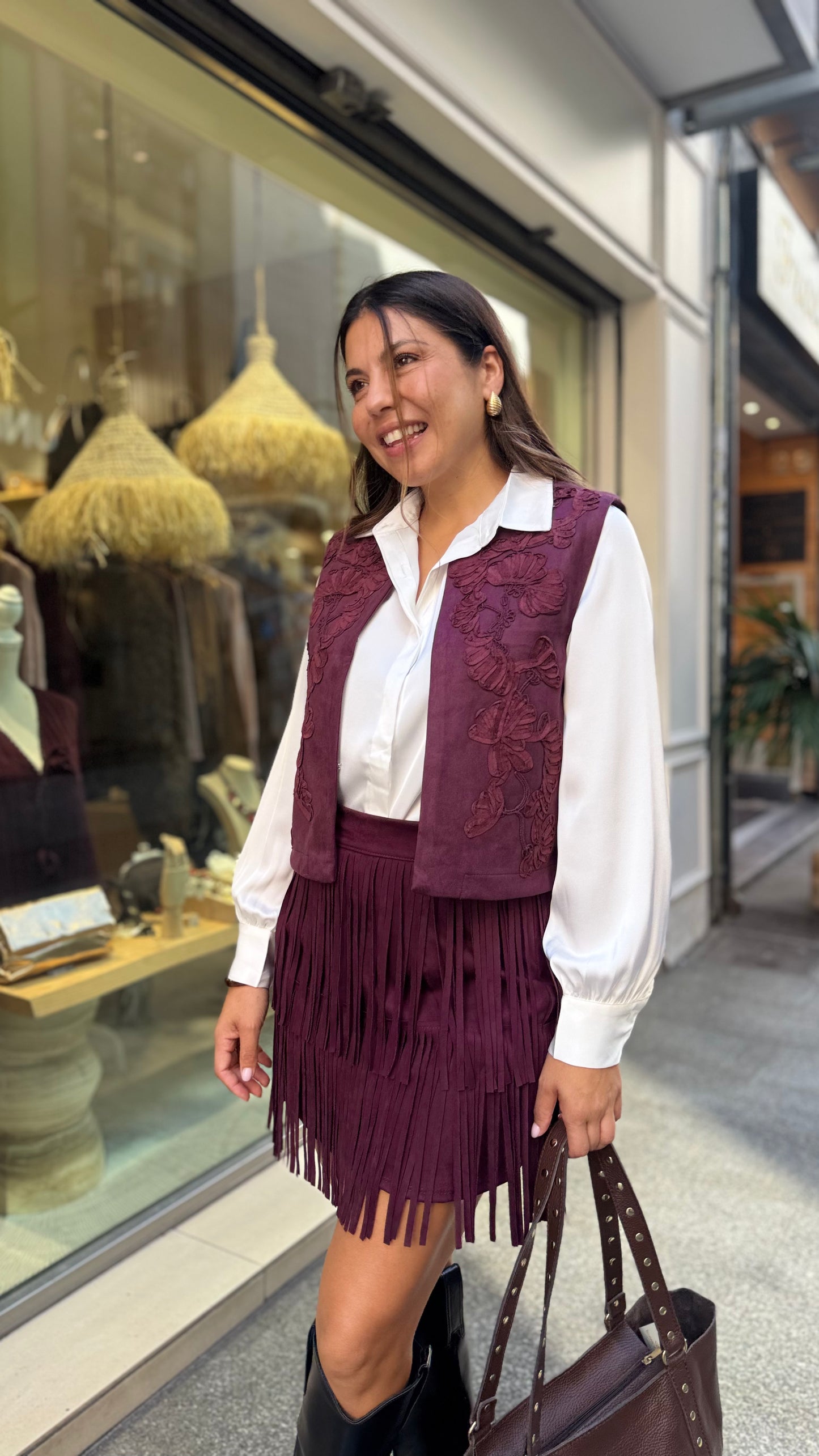 Chaleco Ante Bordado