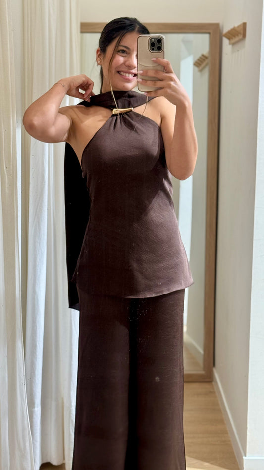 Pantalon Palazzo Marron