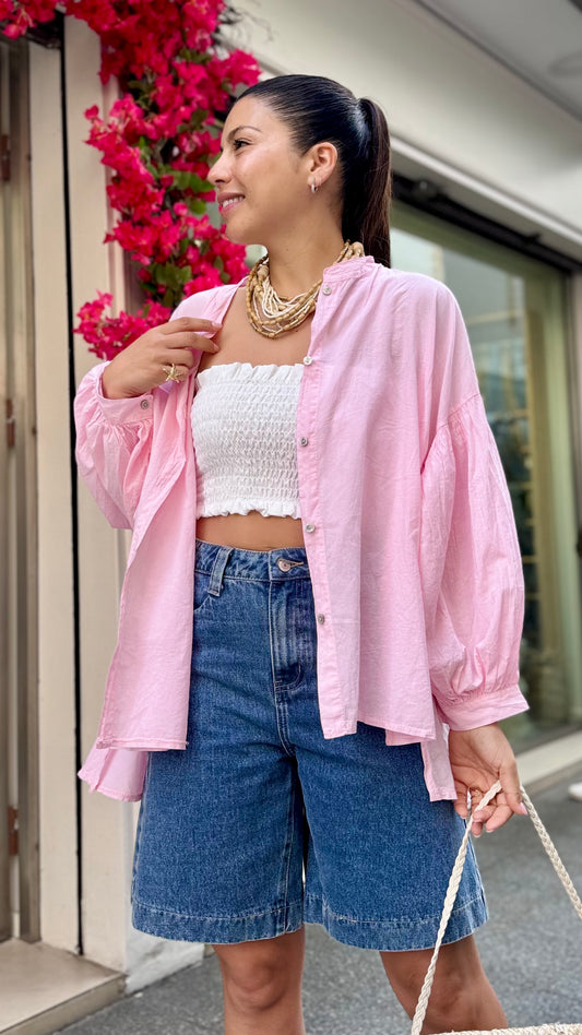 Camisa Manga Globo Rosa